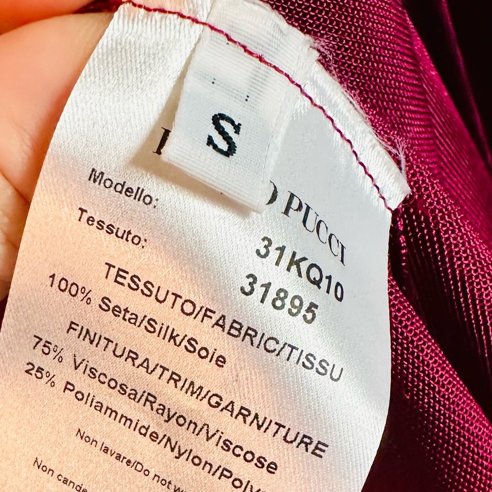 Emilio Pucci Cardigan Long Open Front Silk DesignerDeep Burgundy SIZE Small NEW! - Picture 15 of 16
